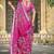 pink printed pure cotton pink saree with blouse