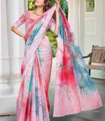 multicolor printed pure cotton multicolor saree with blouse