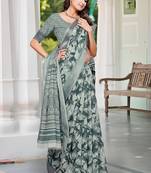multicolor printed pure cotton multicolor saree with blouse