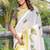 white printed pure cotton white saree with blouse