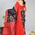 black printed pure cotton black saree with blouse