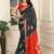 black printed pure cotton black saree with blouse