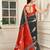 black printed pure cotton black saree with blouse