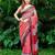 red printed pure cotton red saree with blouse