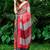 red printed pure cotton red saree with blouse