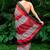 red printed pure cotton red saree with blouse