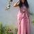 pink printed pure cotton pink saree with blouse