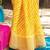 yellow printed pure cotton yellow saree with blouse