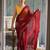 red printed pure cotton red saree with blouse