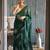 green printed pure cotton green saree with blouse