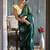 green printed pure cotton green saree with blouse