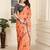 peach printed pure cotton peach saree with blouse