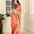 peach printed pure cotton peach saree with blouse