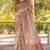 brown printed pure cotton brown saree with blouse