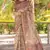 brown printed pure cotton brown saree with blouse