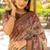 brown printed pure cotton brown saree with blouse