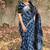 blue printed pure cotton blue saree with blouse