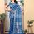 blue printed pure cotton blue saree with blouse