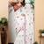 white printed pure cotton white saree with blouse