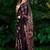 black printed pure cotton black saree with blouse