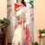 white printed pure cotton white saree with blouse