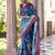 blue printed pure cotton blue saree with blouse
