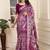 wine printed pure cotton wine saree with blouse