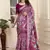 wine printed pure cotton wine saree with blouse