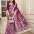wine printed pure cotton wine saree with blouse