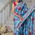 sky_blue printed pure cotton sky blue saree with blouse