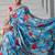 sky_blue printed pure cotton sky blue saree with blouse