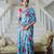 sky_blue printed pure cotton sky blue saree with blouse
