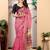 pink printed pure cotton pink saree with blouse