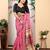 pink printed pure cotton pink saree with blouse