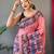 pink printed pure cotton pink saree with blouse