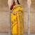 yellow printed pure cotton yellow saree with blouse