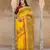 yellow printed pure cotton yellow saree with blouse