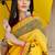 yellow printed pure cotton yellow saree with blouse