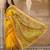 yellow printed pure cotton yellow saree with blouse
