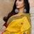 yellow printed pure cotton yellow saree with blouse