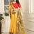 yellow printed pure cotton yellow saree with blouse