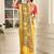 yellow printed pure cotton yellow saree with blouse
