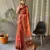 orange printed pure cotton orange saree with blouse