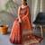 orange printed pure cotton orange saree with blouse