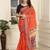 orange printed pure cotton orange saree with blouse