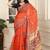 orange printed pure cotton orange saree with blouse