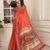 orange printed pure cotton orange saree with blouse