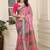 pink printed pure cotton pink saree with blouse