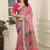 pink printed pure cotton pink saree with blouse