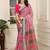 pink printed pure cotton pink saree with blouse
